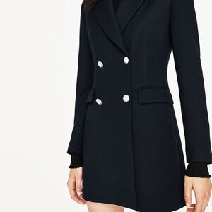 Zara Navy Double-Breasted coat